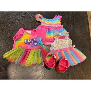 Build a Bear BAB Colorful Rainbow Doll Clothes Set With Tops Skirts Dresses & Ma